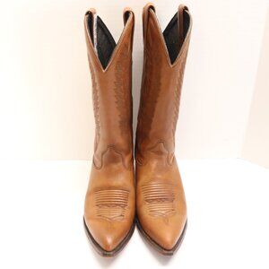 J Chisom Men's Western Cowboy Boots Hand Crafted Brown Size 8